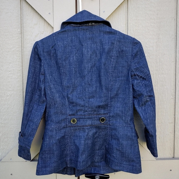 WHBM Blue Tailored Military Denim Jacket 2 NWT - Picture 4 of 10